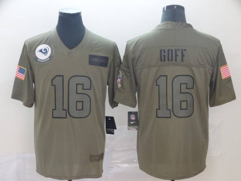Los Angeles Rams Olive Salute To Service NFL Jersey 02