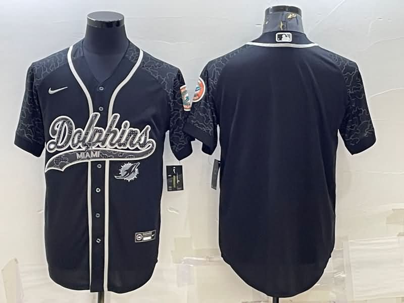 Miami Dolphins Black RFLCTV MLB&NFL Jersey Miami Dolphins Black RFLCTV MLB&NFL Jersey