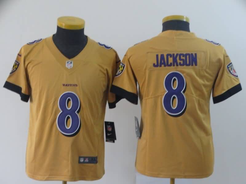 Kids Baltimore Ravens Yellow #8 JACKSON Inverted Legend NFL Jersey Kids Baltimore Ravens Yellow #8 JACKSON Inverted Legend NFL Jersey
