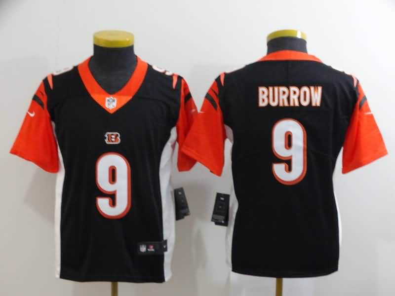 Kids Cincinnati Bengals Black #9 BURROW NFL Jersey Kids Cincinnati Bengals Black #9 BURROW NFL Jersey