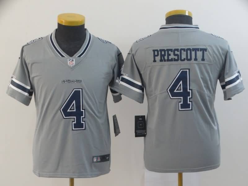 Kids Dallas Cowboys Grey #4 PRESCOTT Inverted Legend NFL Jersey Kids Dallas Cowboys Grey #4 PRESCOTT Inverted Legend NFL Jersey