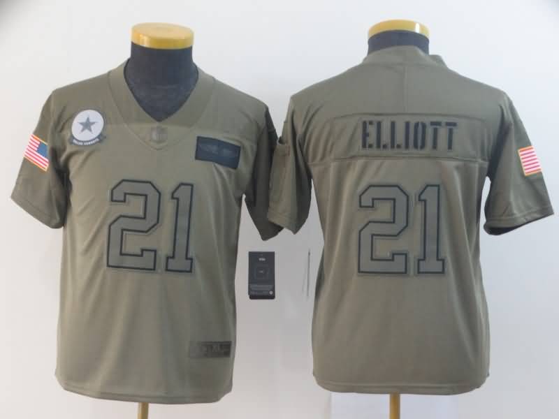 Kids Dallas Cowboys #21 ELLIOTT Olive Salute To Service NFL Jersey Kids Dallas Cowboys #21 ELLIOTT Olive Salute To Service NFL Jersey