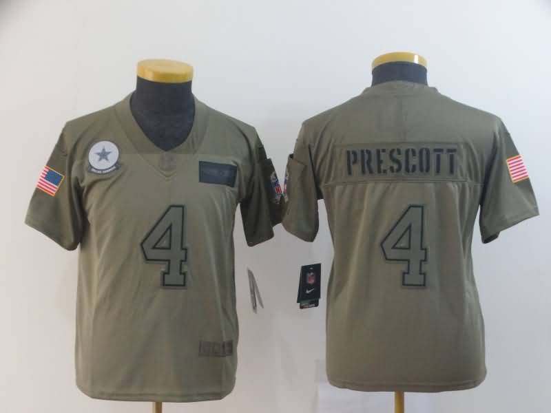 Kids Dallas Cowboys #4 PRESCOTT Olive Salute To Service NFL Jersey Kids Dallas Cowboys #4 PRESCOTT Olive Salute To Service NFL Jersey