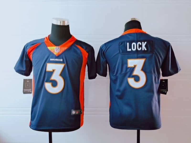 Kids Denver Broncos Dark Blue #3 LOCK NFL Jersey Kids Denver Broncos Dark Blue #3 LOCK NFL Jersey
