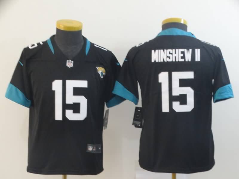 Kids Jacksonville Jaguars Black #15 MINSHEW II NFL Jersey Kids Jacksonville Jaguars Black #15 MINSHEW II NFL Jersey