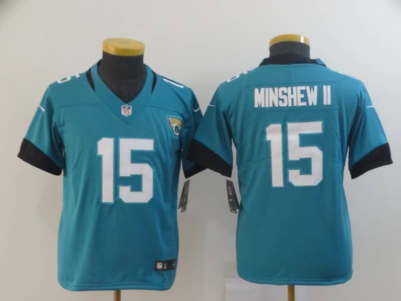 Kids Jacksonville Jaguars Green #15 MINSHEW II NFL Jersey Kids Jacksonville Jaguars Green #15 MINSHEW II NFL Jersey