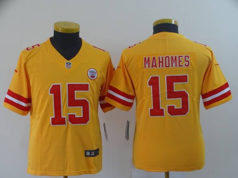 Kids Kansas City Chiefs Yellow #15 MAHOMES Inverted Legend NFL Jersey Kids Kansas City Chiefs Yellow #15 MAHOMES Inverted Legend NFL Jersey