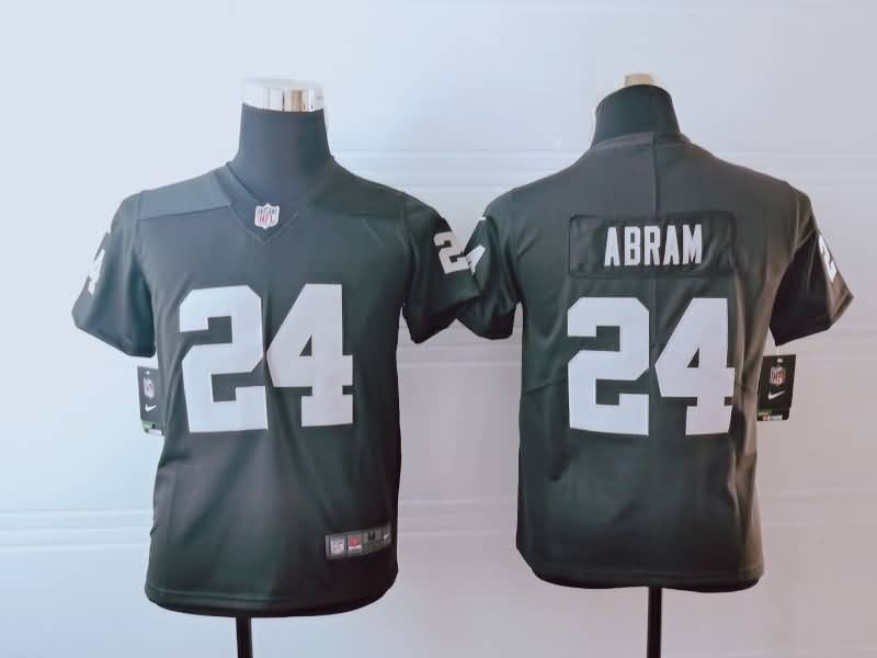 Kids Las Vegas Raiders Black #24 ABRAM NFL Jersey Kids Las Vegas Raiders Black #24 ABRAM NFL Jersey