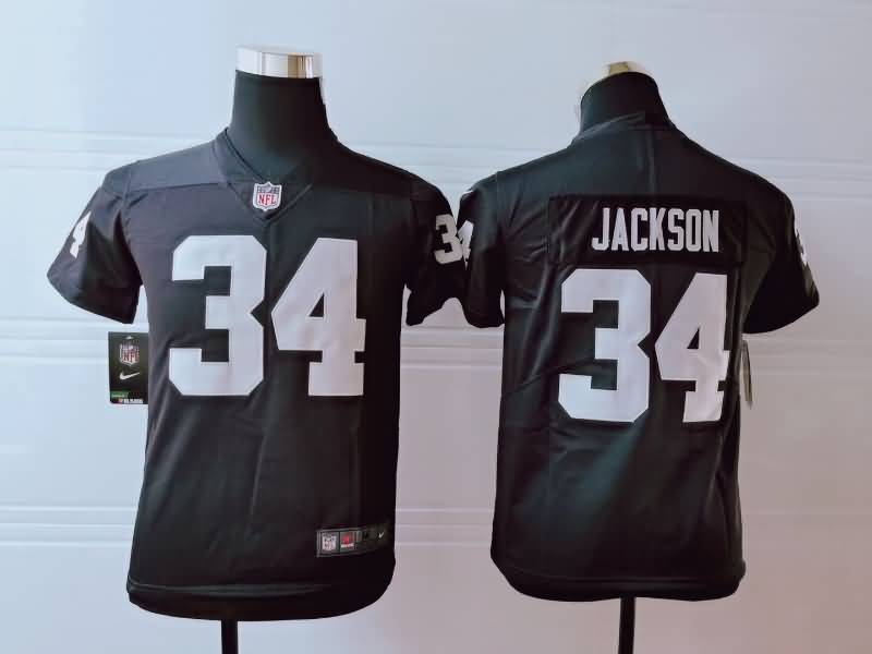 Kids Las Vegas Raiders Black #34 JACKSON NFL Jersey Kids Las Vegas Raiders Black #34 JACKSON NFL Jersey