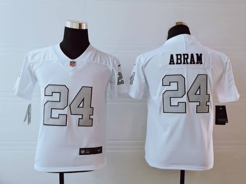Kids Las Vegas Raiders White #24 ABRAM NFL Jersey Kids Las Vegas Raiders White #24 ABRAM NFL Jersey