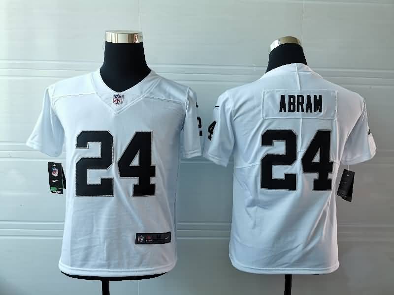 Kids Las Vegas Raiders White #24 ABRAM NFL Jersey 02 Kids Las Vegas Raiders White #24 ABRAM NFL Jersey 02