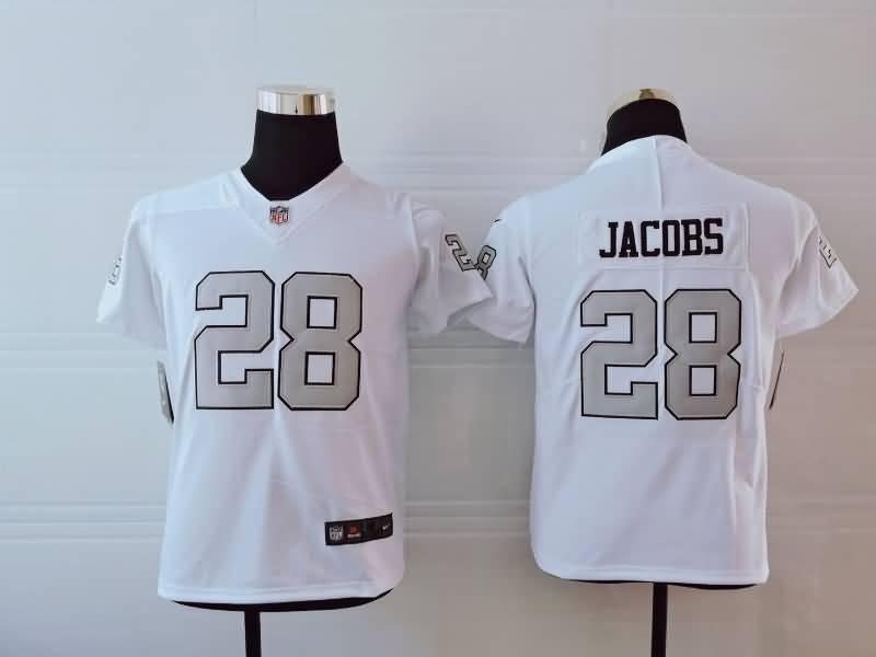 Kids Las Vegas Raiders White #28 JACOBS NFL Jersey Kids Las Vegas Raiders White #28 JACOBS NFL Jersey