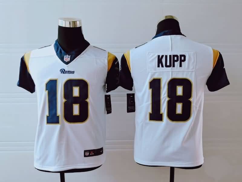 Kids Los Angeles Rams White #18 KUPP NFL Jersey Kids Los Angeles Rams White #18 KUPP NFL Jersey