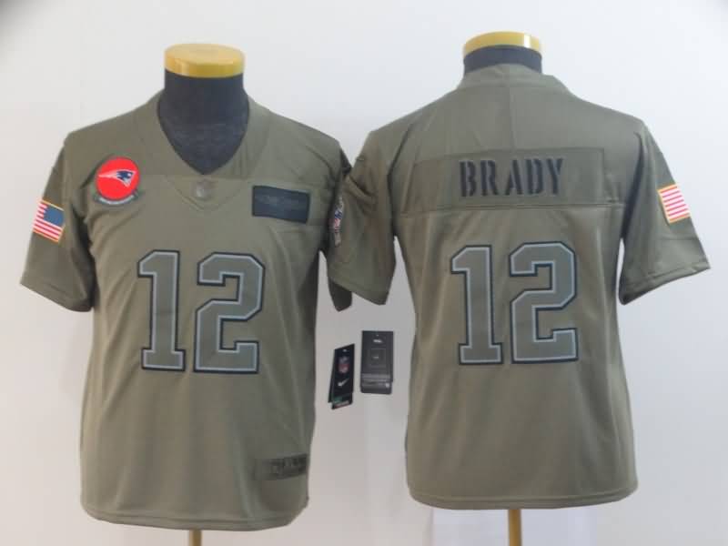 Kids New England Patriots #12 BRADY Olive Salute To Service NFL Jersey Kids New England Patriots #12 BRADY Olive Salute To Service NFL Jersey