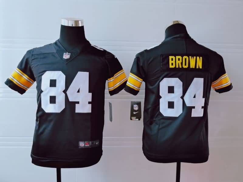 Kids Pittsburgh Steelers Black #84 BROWN NFL Jersey 02 Kids Pittsburgh Steelers Black #84 BROWN NFL Jersey 02