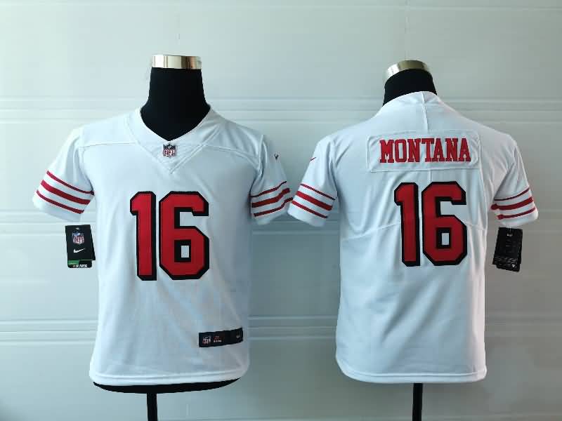 Kids San Francisco 49ers White #16 MONTANA Retro NFL Jersey Kids San Francisco 49ers White #16 MONTANA Retro NFL Jersey