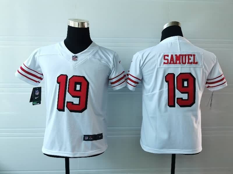 Kids San Francisco 49ers White #19 SAMUEL Retro NFL Jersey Kids San Francisco 49ers White #19 SAMUEL Retro NFL Jersey
