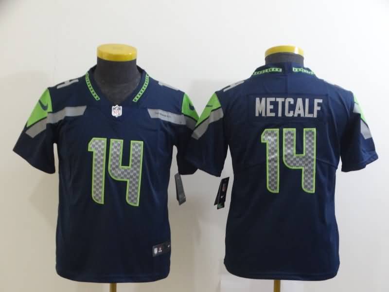 Kids Seattle Seahawks Dark Blue #14 METCALF NFL Jersey Kids Seattle Seahawks Dark Blue #14 METCALF NFL Jersey