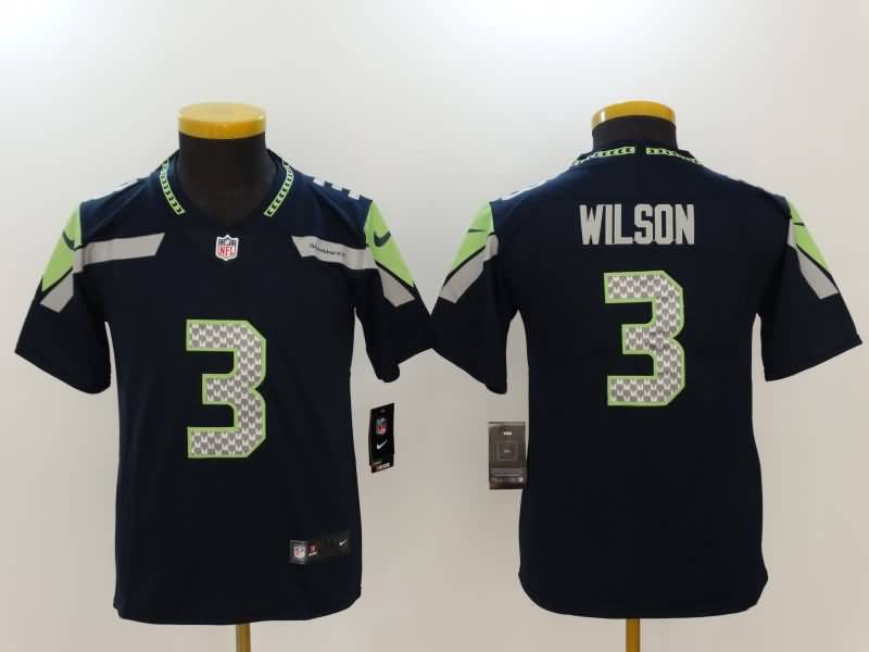 Kids Seattle Seahawks Dark Blue #3 WILSON NFL Jersey Kids Seattle Seahawks Dark Blue #3 WILSON NFL Jersey