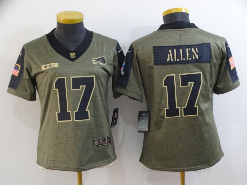 Buffalo Bills #17 ALLEN Olive Salute To Service Women NFL Jersey Buffalo Bills #17 ALLEN Olive Salute To Service Women NFL Jersey