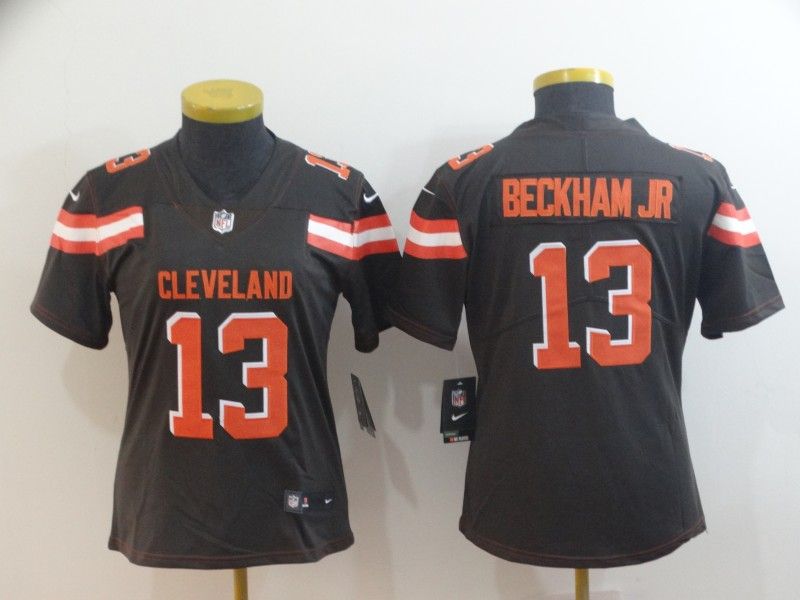Cleveland Browns #13 BECKHAM JR Brown Women NFL Jersey Cleveland Browns #13 BECKHAM JR Brown Women NFL Jersey