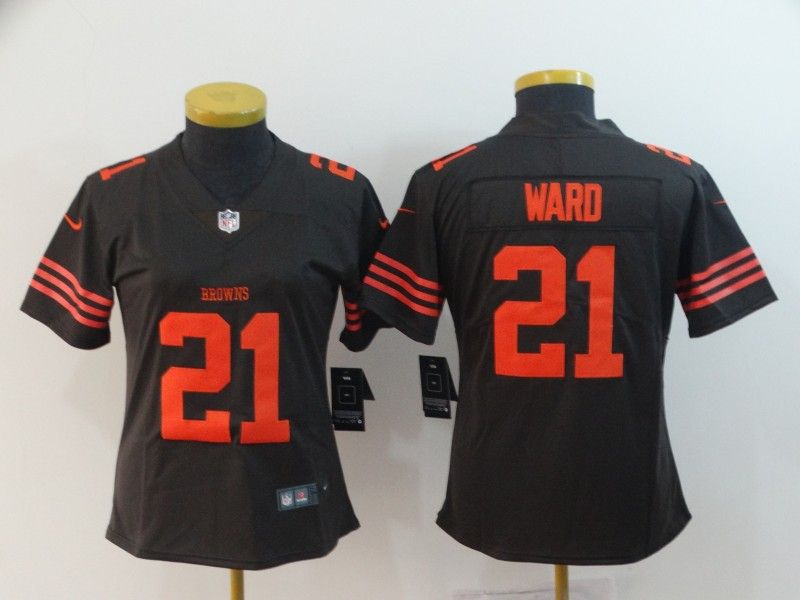 Cleveland Browns #21 WARD Brown Women NFL Jersey Cleveland Browns #21 WARD Brown Women NFL Jersey