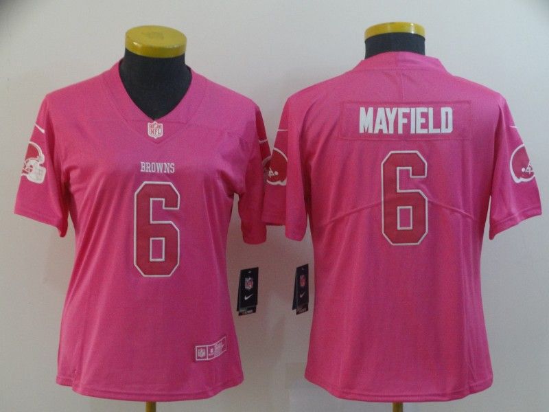 Cleveland Browns #6 MAYFIELD Pink Fashion Women NFL Jersey Cleveland Browns #6 MAYFIELD Pink Fashion Women NFL Jersey