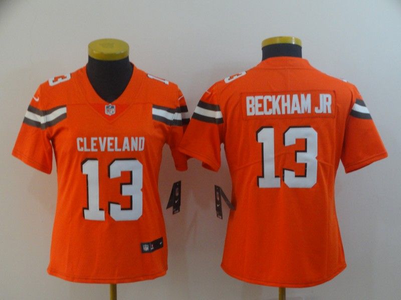 Cleveland Browns #13 BECKHAM JR Orange Women NFL Jersey Cleveland Browns #13 BECKHAM JR Orange Women NFL Jersey