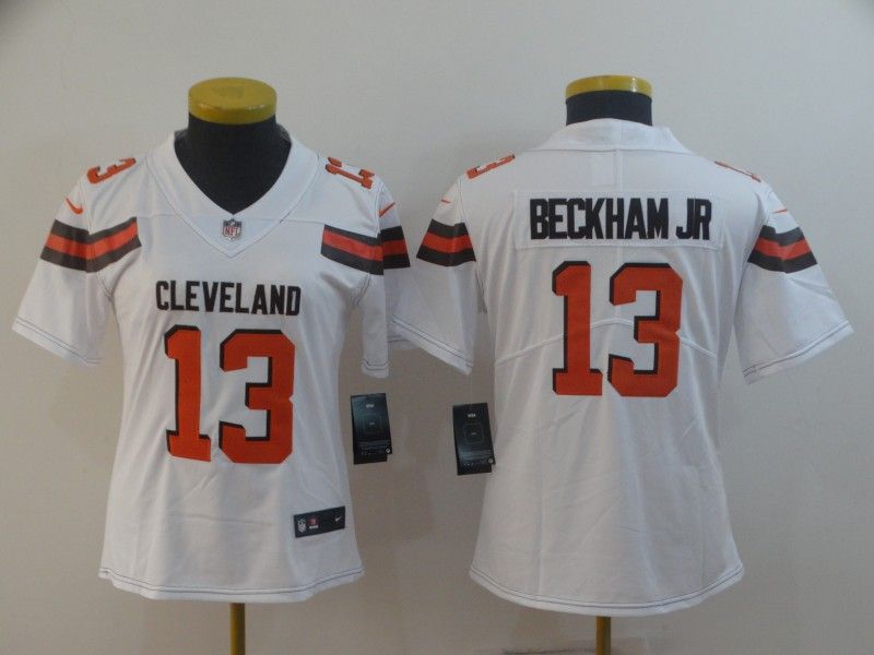 Cleveland Browns #13 BECKHAM JR White Women NFL Jersey Cleveland Browns #13 BECKHAM JR White Women NFL Jersey