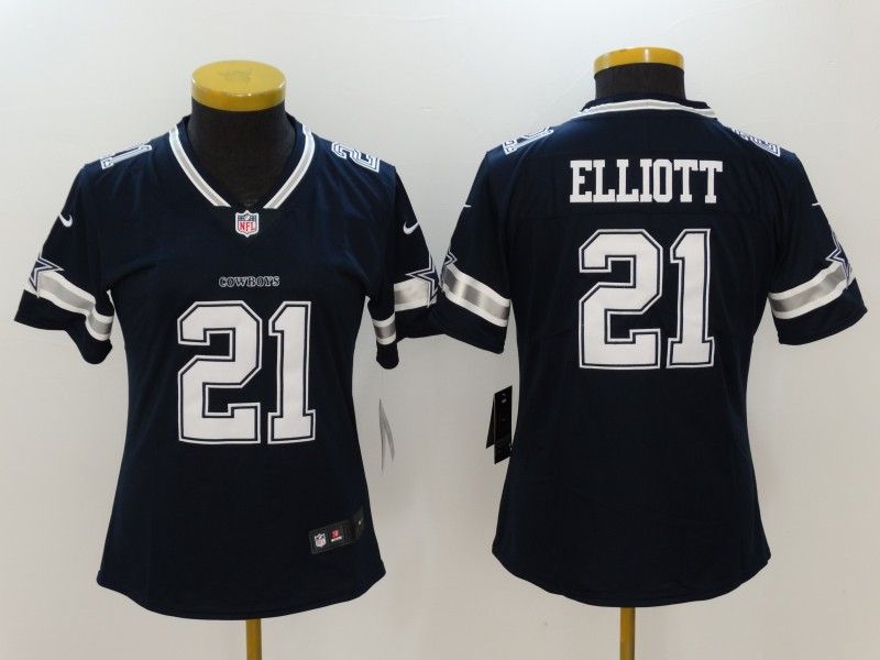 Dallas Cowboys #21 ELLIOTT Dark Blue Women NFL Jersey 02 Dallas Cowboys #21 ELLIOTT Dark Blue Women NFL Jersey 02