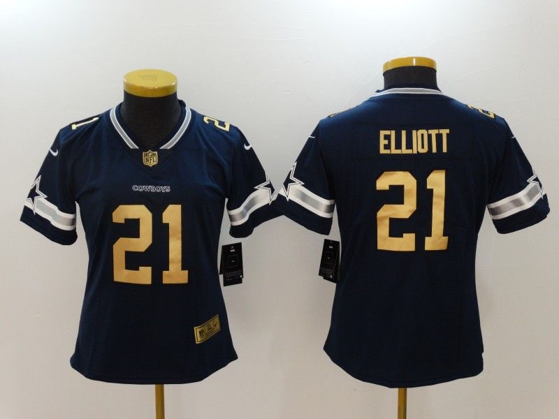 Dallas Cowboys #21 ELLIOTT Dark Blue Women NFL Jersey 04 Dallas Cowboys #21 ELLIOTT Dark Blue Women NFL Jersey 04