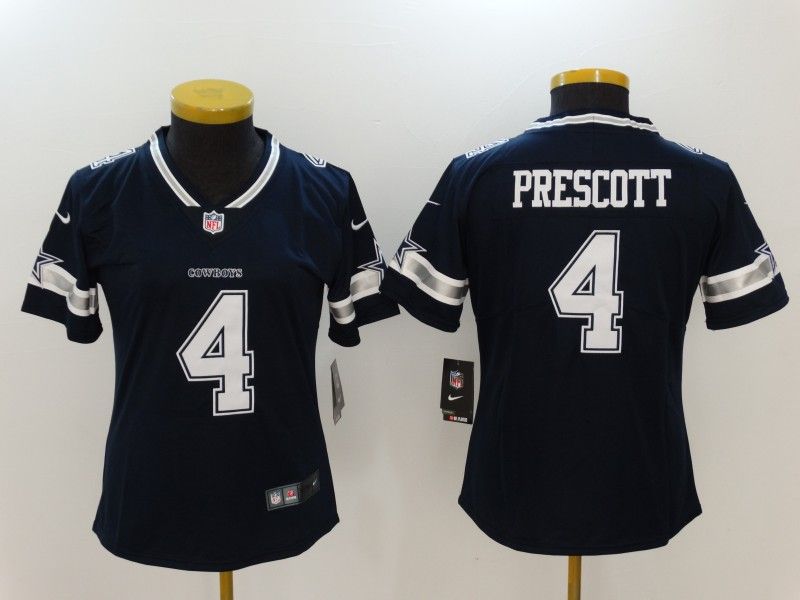 Dallas Cowboys #4 PRESCOTT Dark Blue Women NFL Jersey 02 Dallas Cowboys #4 PRESCOTT Dark Blue Women NFL Jersey 02