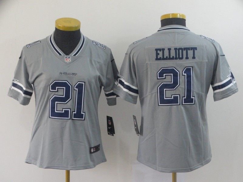 Dallas Cowboys #21 ELLIOTT Grey Inverted Legend Women NFL Jersey Dallas Cowboys #21 ELLIOTT Grey Inverted Legend Women NFL Jersey
