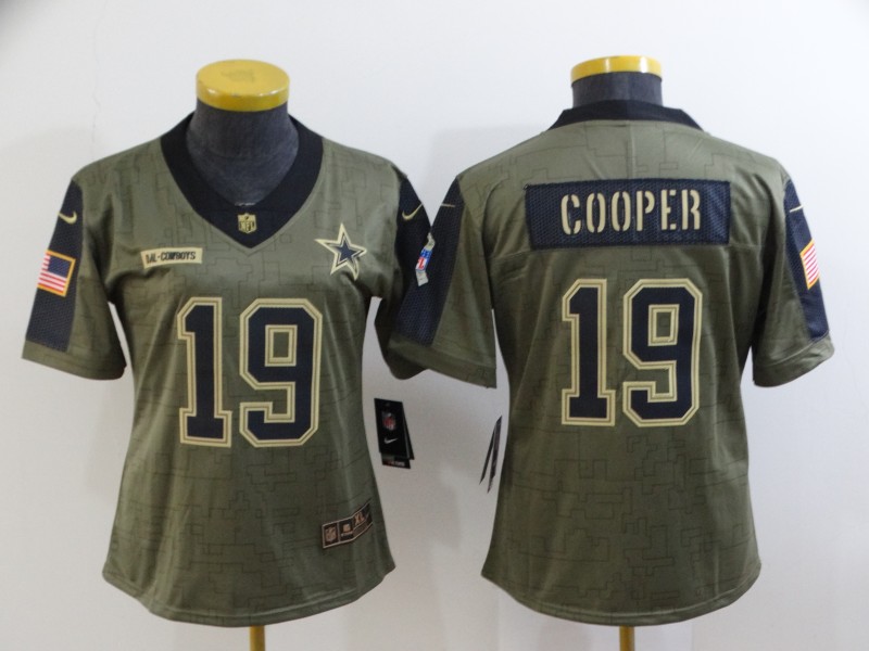 Dallas Cowboys #19 COOPER Olive Salute To Service Women NFL Jersey Dallas Cowboys #19 COOPER Olive Salute To Service Women NFL Jersey