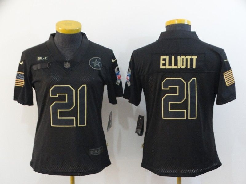 Dallas Cowboys #21 ELLIOTT Black Gold Salute To Service Women NFL Jersey Dallas Cowboys #21 ELLIOTT Black Gold Salute To Service Women NFL Jersey