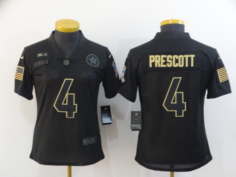 Dallas Cowboys #4 PRESCOTT Black Gold Salute To Service Women NFL Jersey Dallas Cowboys #4 PRESCOTT Black Gold Salute To Service Women NFL Jersey