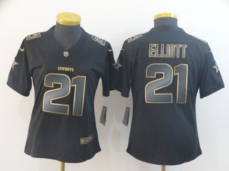 Dallas Cowboys #21 ELLIOTT Black Gold Vapor Limited Women NFL Jersey Dallas Cowboys #21 ELLIOTT Black Gold Vapor Limited Women NFL Jersey