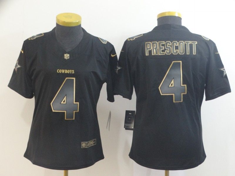 Dallas Cowboys #4 PRESCOTT Black Gold Vapor Limited Women NFL Jersey Dallas Cowboys #4 PRESCOTT Black Gold Vapor Limited Women NFL Jersey