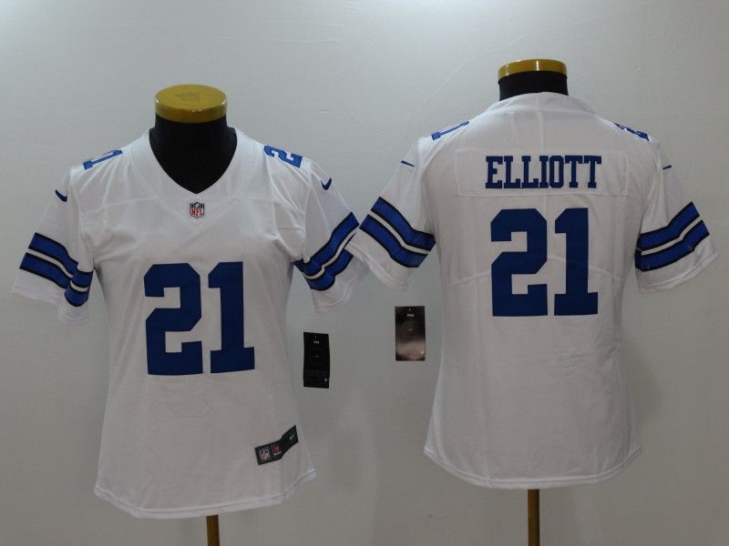Dallas Cowboys #21 ELLIOTT White Women NFL Jersey 03 Dallas Cowboys #21 ELLIOTT White Women NFL Jersey 03
