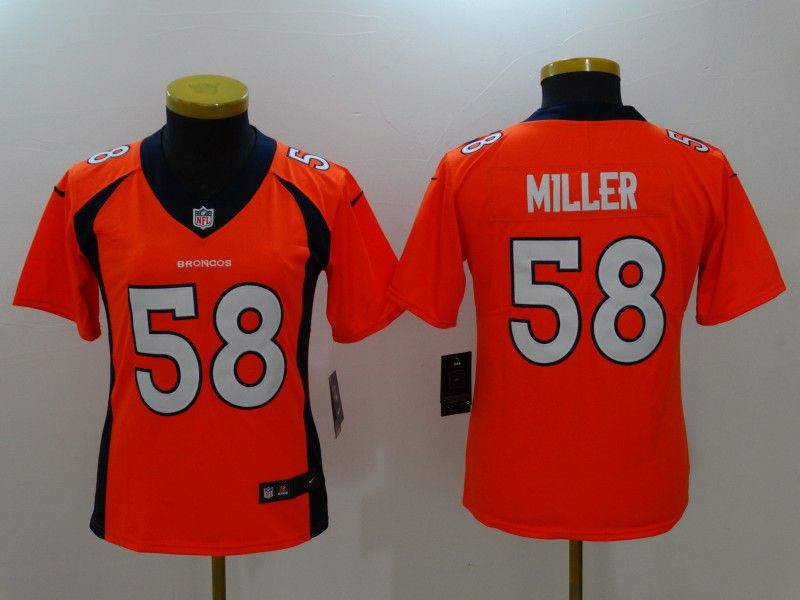 Denver Broncos #58 MILLER Orange Women NFL Jersey