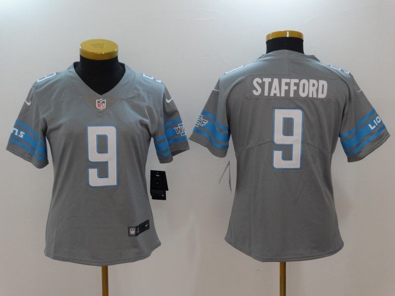 Detroit Lions #9 STAFFORD Grey Women NFL Jersey Detroit Lions #9 STAFFORD Grey Women NFL Jersey