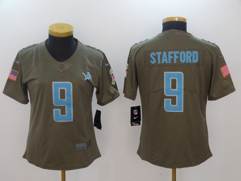 Detroit Lions #9 STAFFORD Olive Salute To Service Women NFL Jersey Detroit Lions #9 STAFFORD Olive Salute To Service Women NFL Jersey