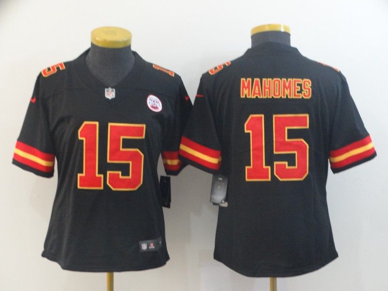 Kansas City Chiefs #15 MAHOMES Black Women NFL Jersey Kansas City Chiefs #15 MAHOMES Black Women NFL Jersey