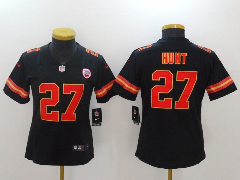 Kansas City Chiefs #27 HUNT Black Women NFL Jersey Kansas City Chiefs #27 HUNT Black Women NFL Jersey
