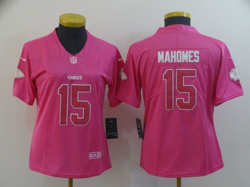 Kansas City Chiefs #15 MAHOMES Pink Fashion Women NFL Jersey Kansas City Chiefs #15 MAHOMES Pink Fashion Women NFL Jersey