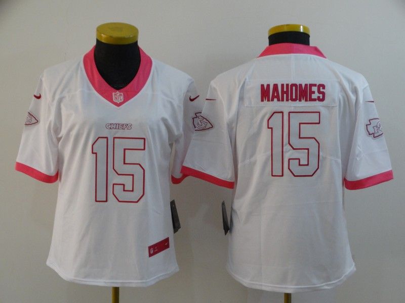 Kansas City Chiefs #15 MAHOMES White Fashion Women NFL Jersey Kansas City Chiefs #15 MAHOMES White Fashion Women NFL Jersey