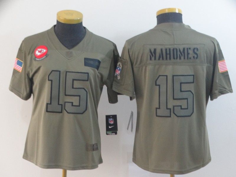 Kansas City Chiefs #15 MAHOMES Olive Salute To Service Women NFL Jersey Kansas City Chiefs #15 MAHOMES Olive Salute To Service Women NFL Jersey