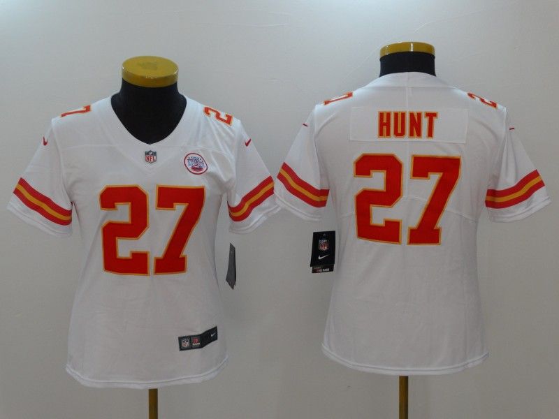 Kansas City Chiefs #27 HUNT White Women NFL Jersey Kansas City Chiefs #27 HUNT White Women NFL Jersey