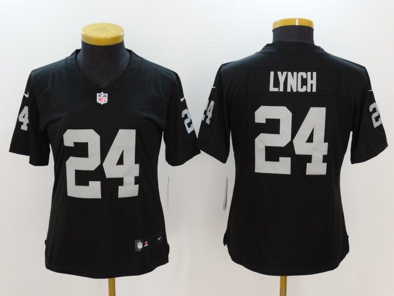 Las Vegas Raiders #24 LYNCH Black Women NFL Jersey Las Vegas Raiders #24 LYNCH Black Women NFL Jersey