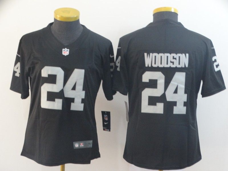 Las Vegas Raiders #24 WOODSON Black Women NFL Jersey Las Vegas Raiders #24 WOODSON Black Women NFL Jersey